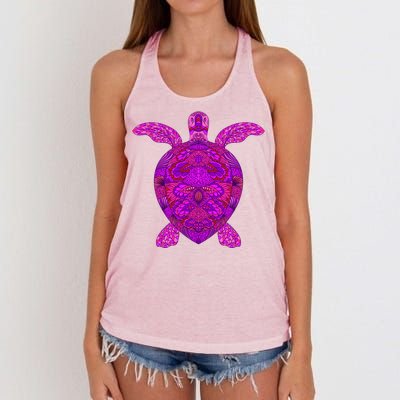 Psychedelic Turtle Women's Knotted Racerback Tank