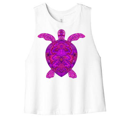 Psychedelic Turtle Women's Racerback Cropped Tank