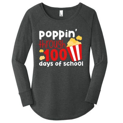 Poppin Through 100 Days Of School Popcorn Women's Perfect Tri Tunic Long Sleeve Shirt