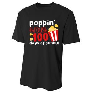 Poppin Through 100 Days Of School Popcorn Performance Sprint T-Shirt