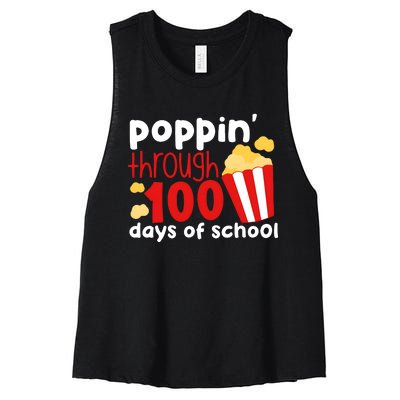 Poppin Through 100 Days Of School Popcorn Women's Racerback Cropped Tank