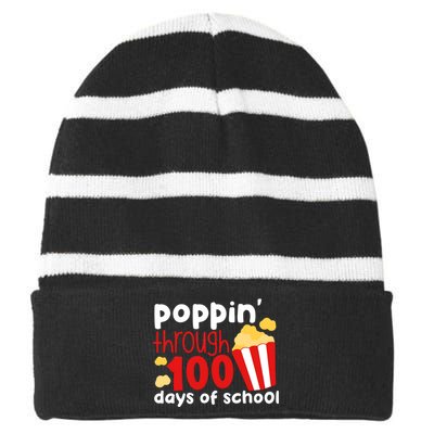 Poppin Through 100 Days Of School Popcorn Striped Beanie with Solid Band