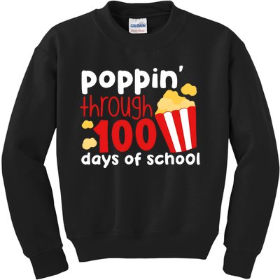 Poppin Through 100 Days Of School Popcorn Kids Sweatshirt