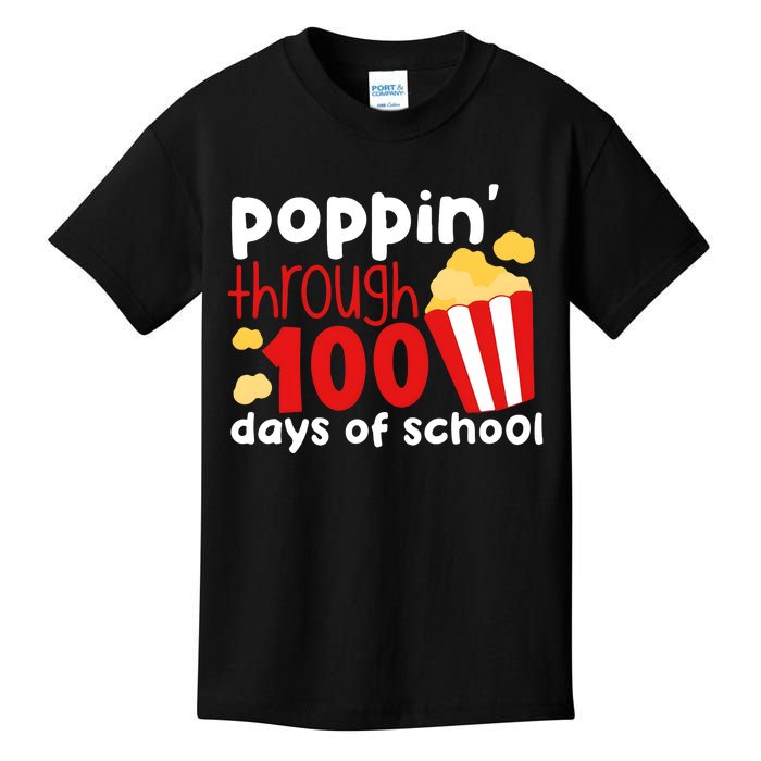 Poppin Through 100 Days Of School Popcorn Kids T-Shirt