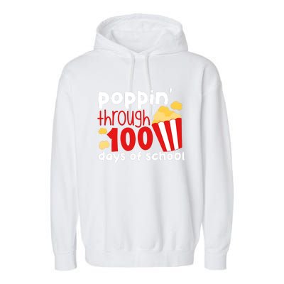 Poppin Through 100 Days Of School Popcorn Garment-Dyed Fleece Hoodie