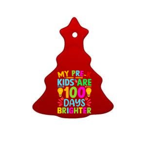 Pregiftk Teacher 100 Days Brighter 100th Day Of School Gift Ceramic Tree Ornament