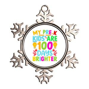 Pregiftk Teacher 100 Days Brighter 100th Day Of School Gift Metallic Star Ornament