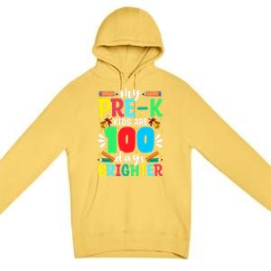 Preschool Teacher 100 Days Brighter 100th Day Of School Gift Premium Pullover Hoodie