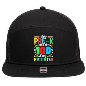 Preschool Teacher 100 Days Brighter 100th Day Of School Gift 7 Panel Mesh Trucker Snapback Hat