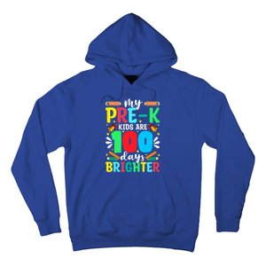 Preschool Teacher 100 Days Brighter 100th Day Of School Gift Hoodie