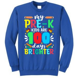 Preschool Teacher 100 Days Brighter 100th Day Of School Gift Sweatshirt