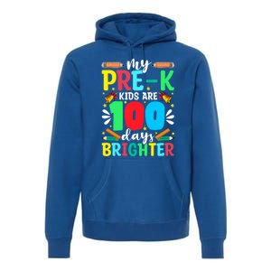 Preschool Teacher 100 Days Brighter 100th Day Of School Gift Premium Hoodie