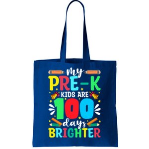 Preschool Teacher 100 Days Brighter 100th Day Of School Gift Tote Bag