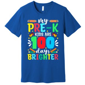 Preschool Teacher 100 Days Brighter 100th Day Of School Gift Premium T-Shirt