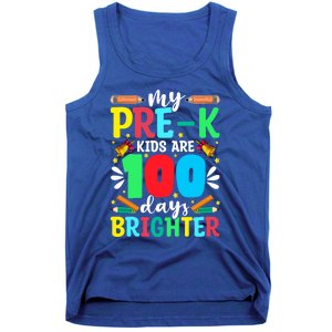 Preschool Teacher 100 Days Brighter 100th Day Of School Gift Tank Top