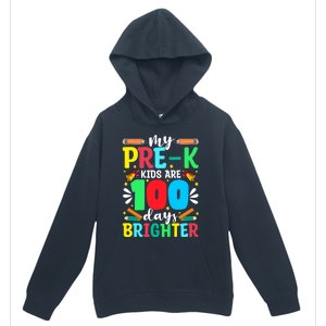 Preschool Teacher 100 Days Brighter 100th Day Of School Gift Urban Pullover Hoodie