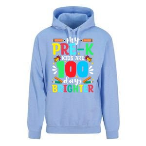 Preschool Teacher 100 Days Brighter 100th Day Of School Gift Unisex Surf Hoodie