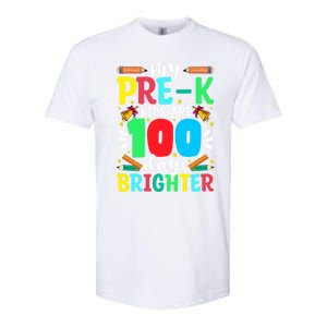 Preschool Teacher 100 Days Brighter 100th Day Of School Gift Softstyle CVC T-Shirt