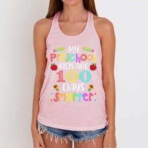 Preschool Teacher 100 Days Smarter 100th Day Of School Gift Meaningful Gift Women's Knotted Racerback Tank