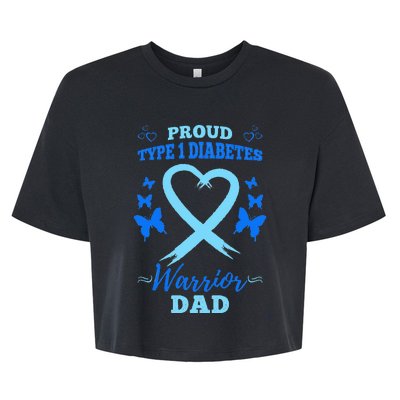 Proud Type 1 Diabetes Warrior Dad T1D Type 1 Diabetes Bella+Canvas Jersey Crop Tee