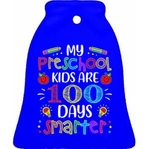 Preschool Teacher 100 Days Smarter 100th Day Of School Gift Ceramic Bell Ornament