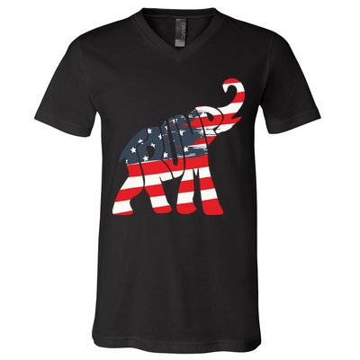 President Trump 2024 Republican Elephant Trump Supporter V-Neck T-Shirt