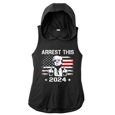 Pro Trump 2024 Funny Arrest This American Flag 45 47 Vote Ladies PosiCharge Tri-Blend Wicking Draft Hoodie Tank