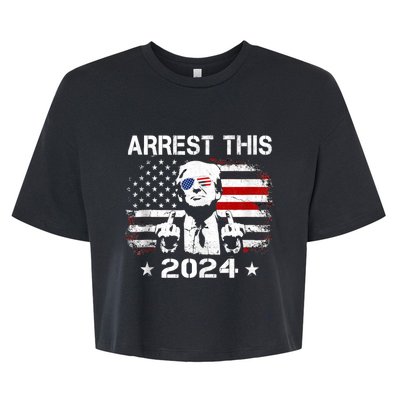 Pro Trump 2024 Funny Arrest This American Flag 45 47 Vote Bella+Canvas Jersey Crop Tee