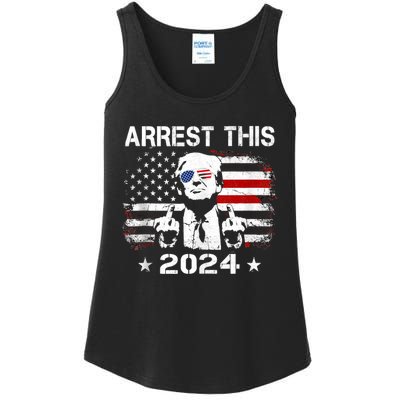 Pro Trump 2024 Funny Arrest This American Flag 45 47 Vote Ladies Essential Tank