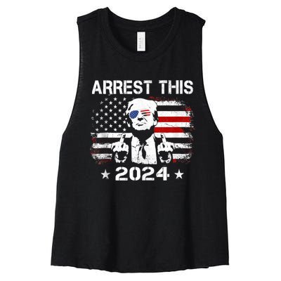 Pro Trump 2024 Funny Arrest This American Flag 45 47 Vote Women's Racerback Cropped Tank