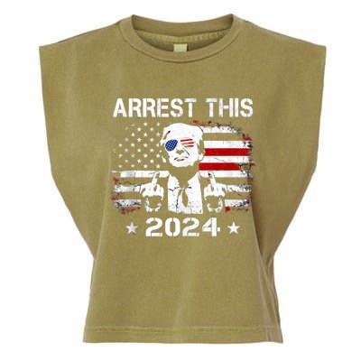 Pro Trump 2024 Funny Arrest This American Flag 45 47 Vote Garment-Dyed Women's Muscle Tee