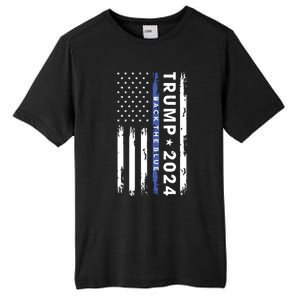 Pro Trump 2024 Back The Blue Thin Blue Line American Flag Tall Fusion ChromaSoft Performance T-Shirt