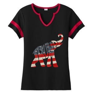 President Trump 2024 Republican Elephant Trump Ladies Halftime Notch Neck Tee