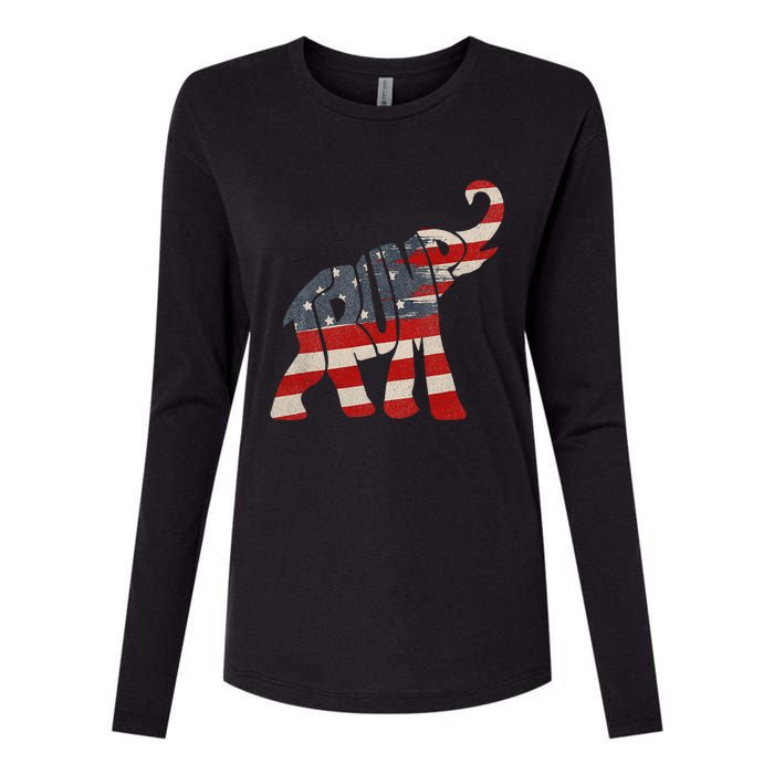 President Trump 2024 Republican Elephant Trump Womens Cotton Relaxed Long Sleeve T-Shirt