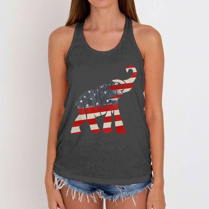 President Trump 2024 Republican Elephant Trump Women's Knotted Racerback Tank