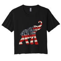 President Trump 2024 Republican Elephant Trump Women's Crop Top Tee