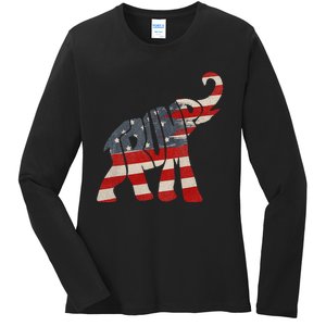 President Trump 2024 Republican Elephant Trump Ladies Long Sleeve Shirt