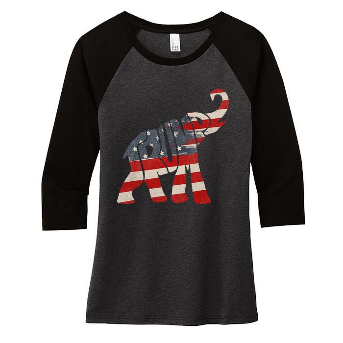 President Trump 2024 Republican Elephant Trump Women's Tri-Blend 3/4-Sleeve Raglan Shirt