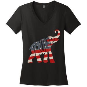 President Trump 2024 Republican Elephant Trump Women's V-Neck T-Shirt