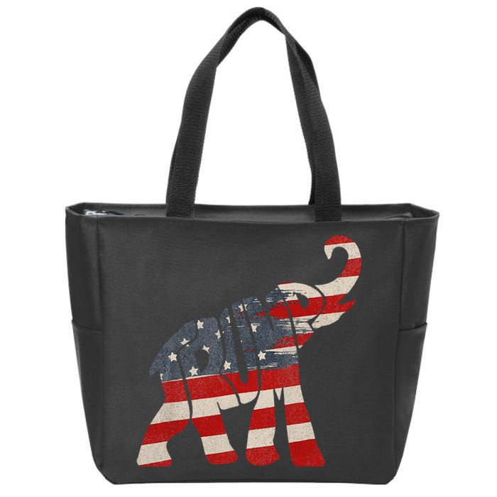 President Trump 2024 Republican Elephant Trump Zip Tote Bag