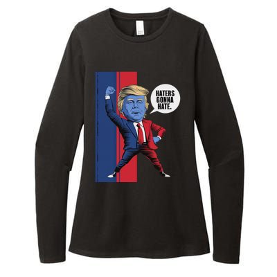 President Trump 2024 Haters Gonn Hate Patriotic America Cute Gift Womens CVC Long Sleeve Shirt