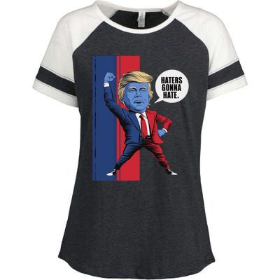 President Trump 2024 Haters Gonn Hate Patriotic America Cute Gift Enza Ladies Jersey Colorblock Tee