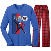 President Trump 2024 Haters Gonn Hate Patriotic America Cute Gift Women's Long Sleeve Flannel Pajama Set 