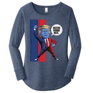 President Trump 2024 Haters Gonn Hate Patriotic America Cute Gift Women's Perfect Tri Tunic Long Sleeve Shirt