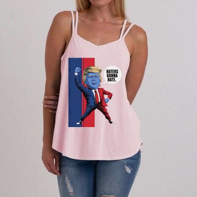 President Trump 2024 Haters Gonn Hate Patriotic America Cute Gift Women's Strappy Tank