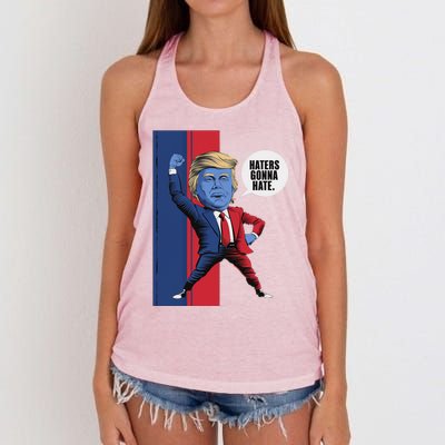 President Trump 2024 Haters Gonn Hate Patriotic America Cute Gift Women's Knotted Racerback Tank