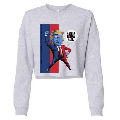 President Trump 2024 Haters Gonn Hate Patriotic America Cute Gift Cropped Pullover Crew