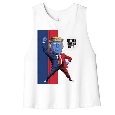 President Trump 2024 Haters Gonn Hate Patriotic America Cute Gift Women's Racerback Cropped Tank