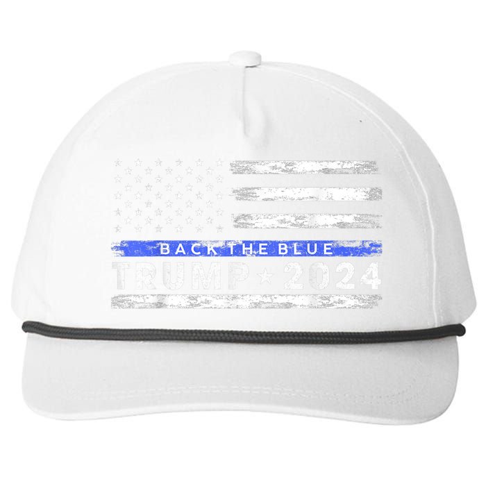 Pro Trump 2024 Back The Blue Thin Blue Line American Flag Snapback Five-Panel Rope Hat