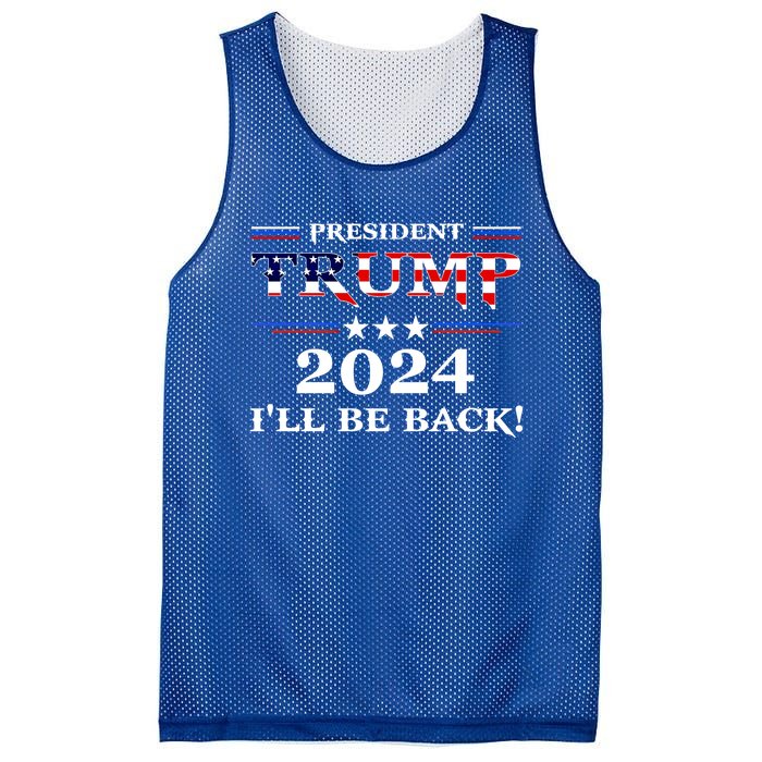 President Trump 2024 I'll Be Back Gift Mesh Reversible Basketball Jersey Tank